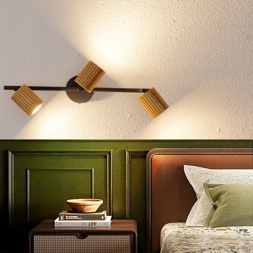 Brilagi - Točkovna svetilka MODERN WOOD 3xGU10/8W/230V les/črna