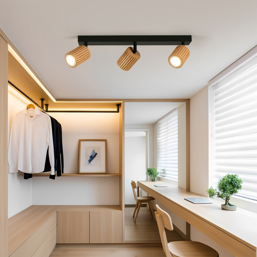 Brilagi - Točkovna svetilka MODERN WOOD 3xGU10/8W/230V les/črna