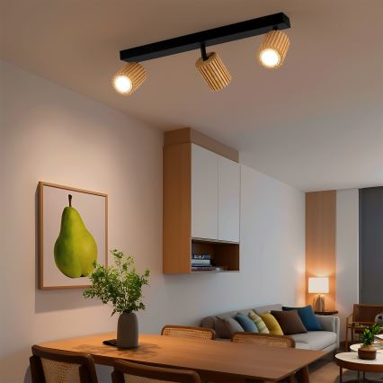 Brilagi - Točkovna svetilka MODERN WOOD 3xGU10/8W/230V les/črna