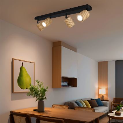 Brilagi - Točkovna svetilka MODERN WOOD 4xGU10/8W/230V les/črna