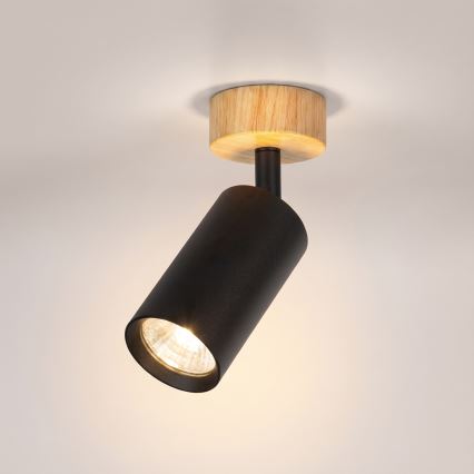 Brilagi - Točkovna svetilka SELE 1xGU10/30W/230V črna/dekor hrasta