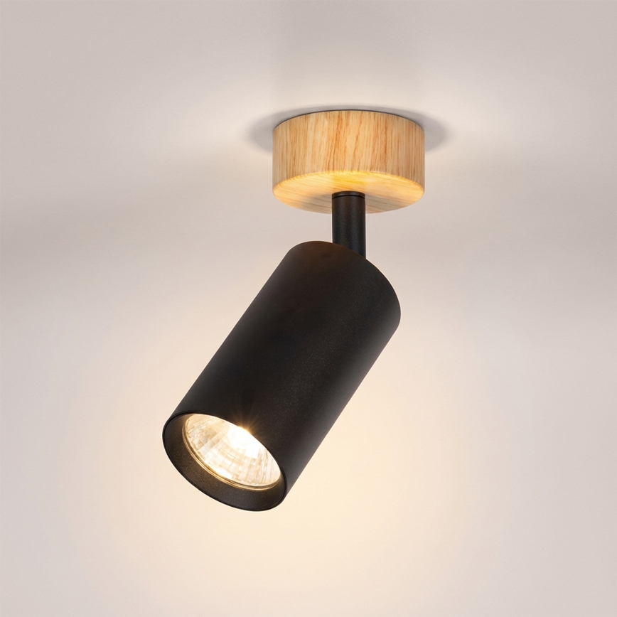 Brilagi - Točkovna svetilka SELE 1xGU10/30W/230V črna/dekor hrasta