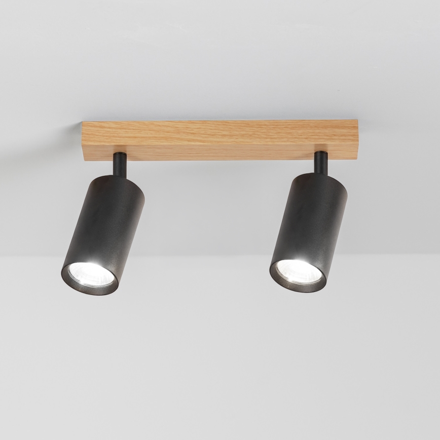 Brilagi - Točkovna svetilka SELE 2xGU10/30W/230V črna/dekor hrasta