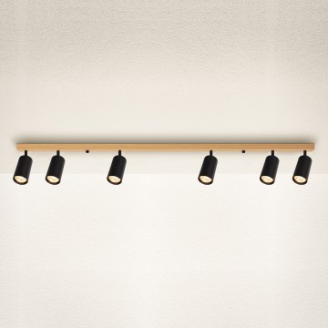 Brilagi - Točkovna svetilka SELE 6xGU10/30W/230V črna/dekor hrasta