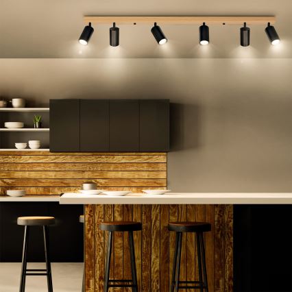 Brilagi - Točkovna svetilka SELE 6xGU10/30W/230V črna/dekor hrasta