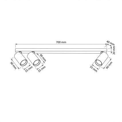 Brilagi - točkovna svetilka SELE LONG 3xGU10/30W/230V bež