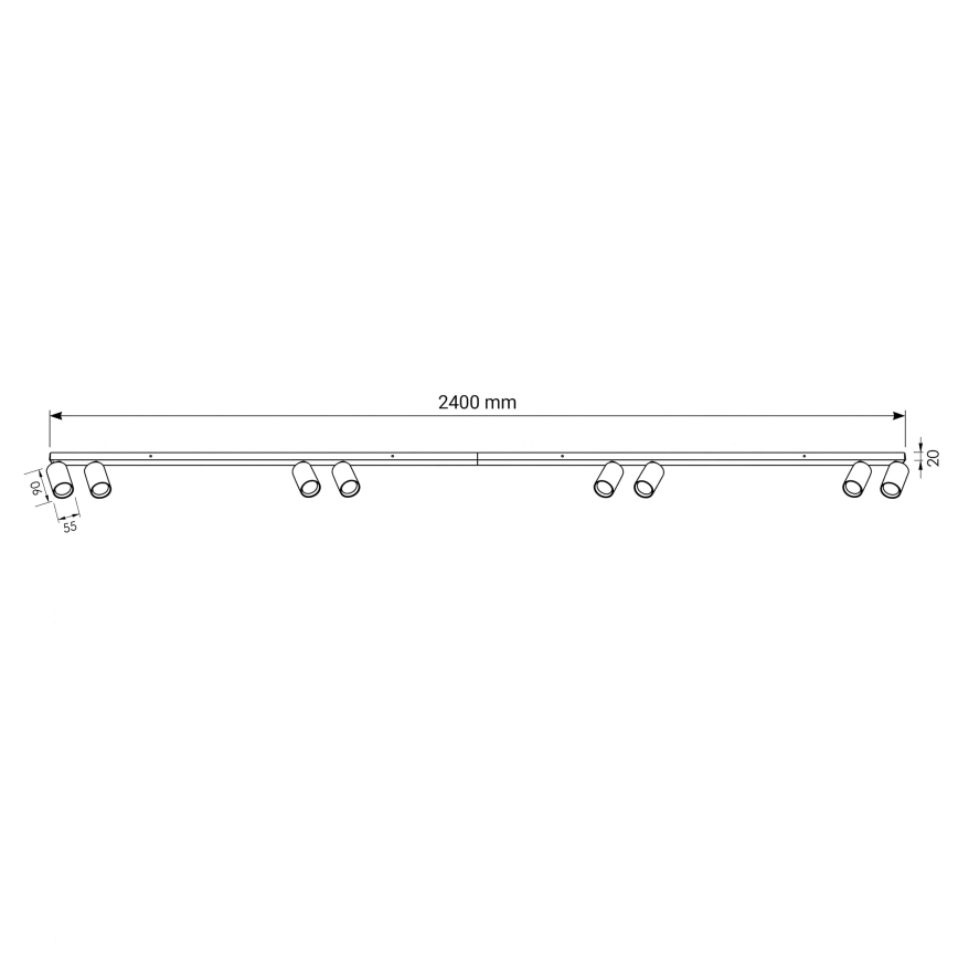 BRILAGI - Točkovna svetilka SELE LONG 8xGU10/30W/230V črna