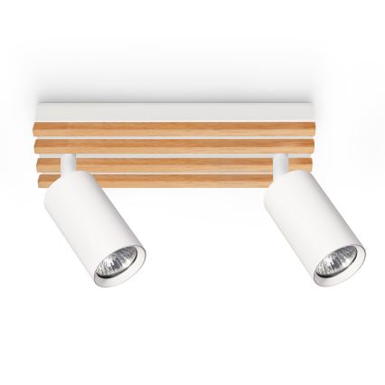 Brilagi - Točkovna svetilka SELE WOOD 2xGU10/30W/230V bela/les