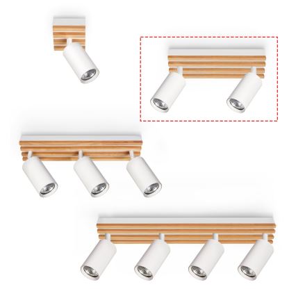 Brilagi - Točkovna svetilka SELE WOOD 2xGU10/30W/230V bela/les