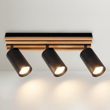 Brilagi - Točkovna svetilka SELE WOOD 3xGU10/30W/230V črna/les