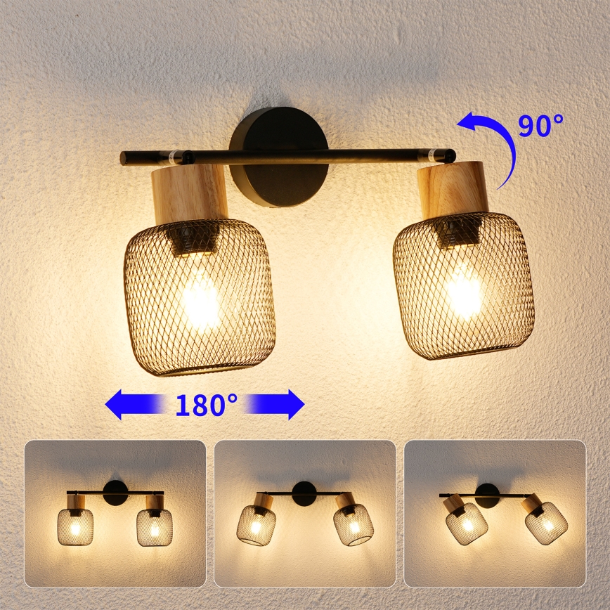 Brilagi - Točkovno svetilo BASKLITE 2xE27/15W/230V les/črna