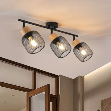 Brilagi - Točkovno svetilo BASKLITE 3xE27/15W/230V kavčukovec/črna