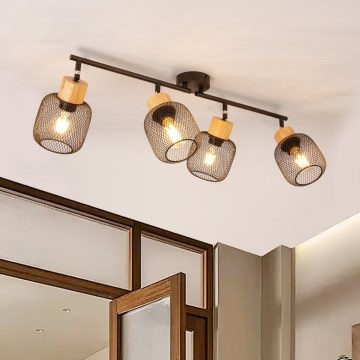 Brilagi - Točkovno svetilo BASKLITE 4xE27/15W/230V les/črna