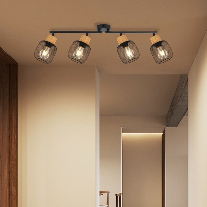 Brilagi - Točkovno svetilo BASKLITE 4xE27/15W/230V les/črna