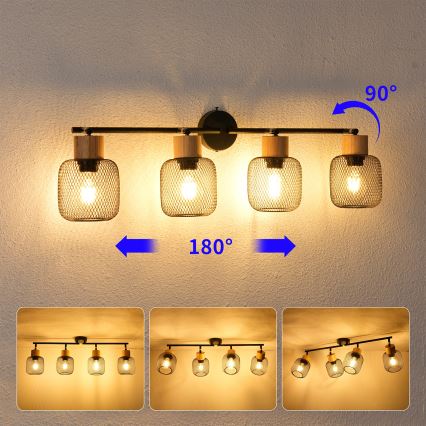 Brilagi - Točkovno svetilo BASKLITE 4xE27/15W/230V les/črna