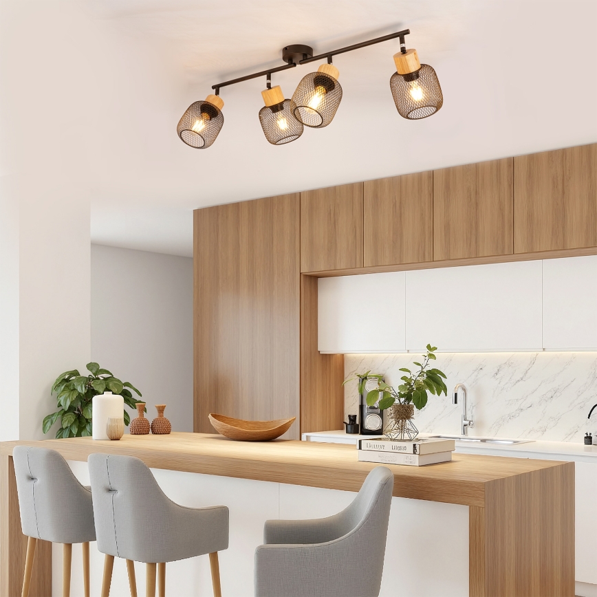 Brilagi - Točkovno svetilo BASKLITE 4xE27/15W/230V les/črna