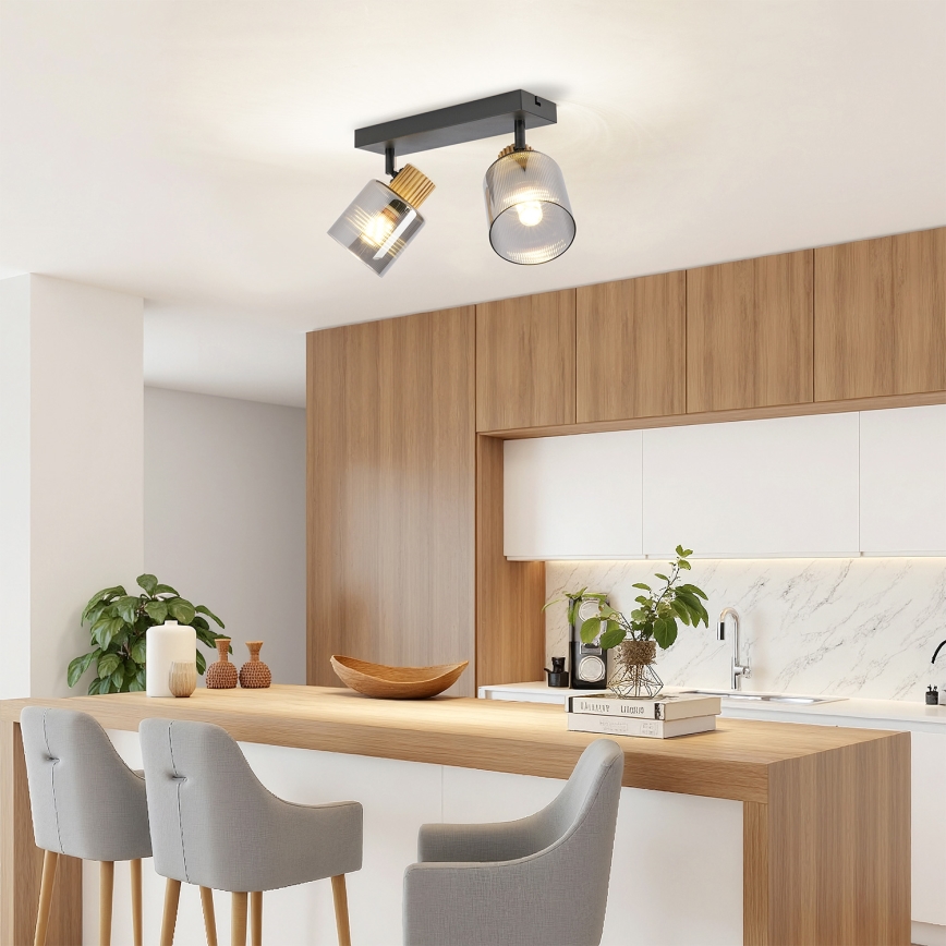 Brilagi - Točkovno svetilo HYGGE 2xE14/15W/230V črna/dimna