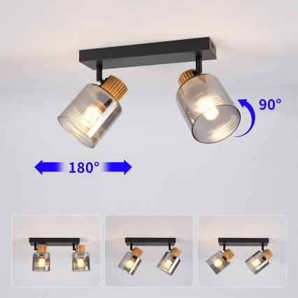 Brilagi - Točkovno svetilo HYGGE 2xE14/15W/230V črna/dimna