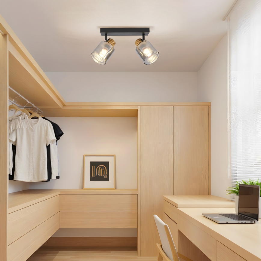 Brilagi - Točkovno svetilo HYGGE 2xE14/15W/230V črna/dimna