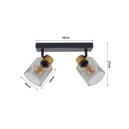 Brilagi - Točkovno svetilo HYGGE 2xE14/15W/230V črna/dimna