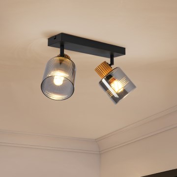 Brilagi - Točkovno svetilo HYGGE 2xE14/15W/230V črna/dimno steklo
