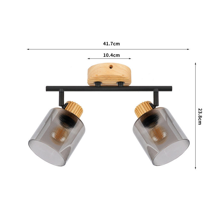 Brilagi - Točkovno svetilo HYGGE 2xE14/15W/230V kavčukov les/dimno