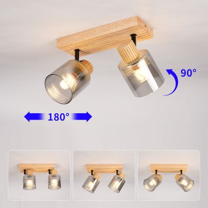 Brilagi - Točkovno svetilo HYGGE 2xE14/15W/230V kavčukovec/zadimljeno