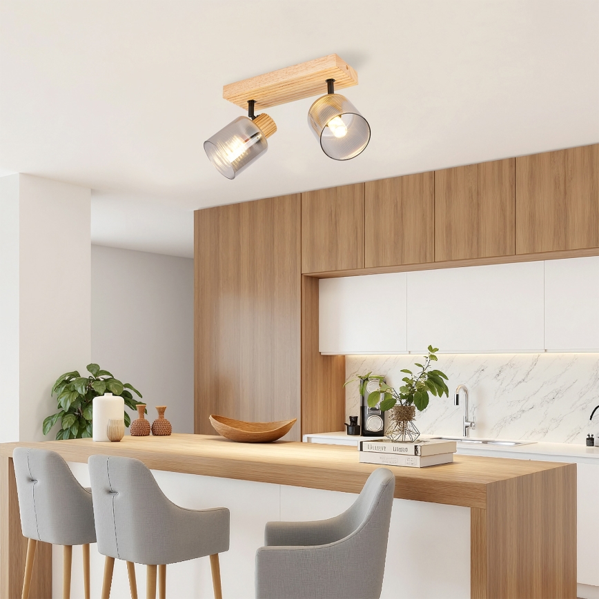 Brilagi - Točkovno svetilo HYGGE 2xE14/15W/230V kavčukovec/zadimljeno