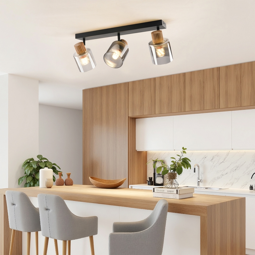 Brilagi - Točkovno svetilo HYGGE 3xE14/15W/230V črna/dimna