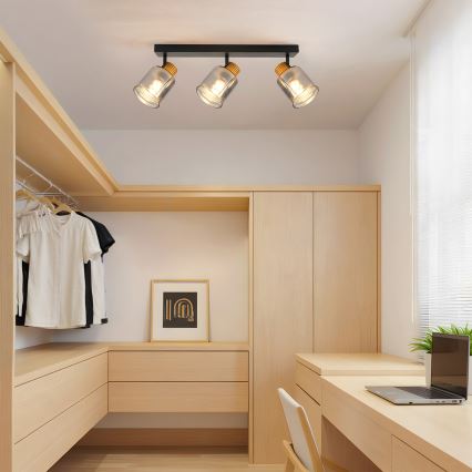 Brilagi - Točkovno svetilo HYGGE 3xE14/15W/230V črna/dimna