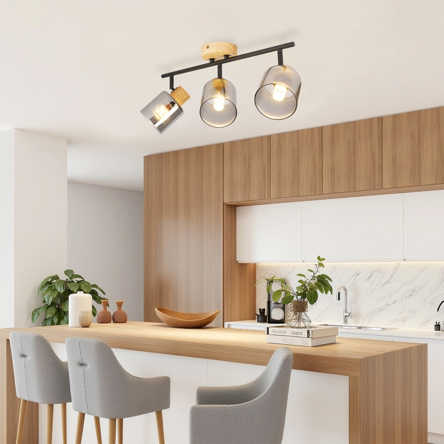 Brilagi - Točkovno svetilo HYGGE 3xE14/15W/230V črna/dimna