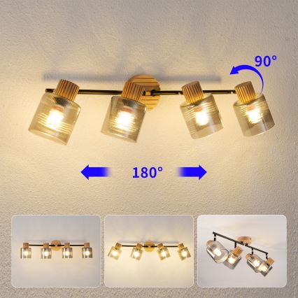 Brilagi - Točkovno svetilo HYGGE 4xE14/15W/230V kaučukovec/dimno