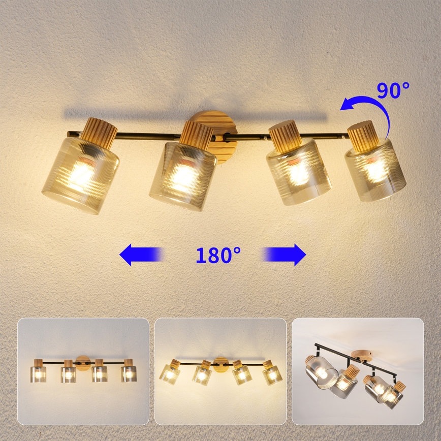Brilagi - Točkovno svetilo HYGGE 4xE14/15W/230V kaučukovec/dimno