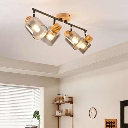 Brilagi - Točkovno svetilo HYGGE 4xE14/15W/230V kaučukovec/dimno