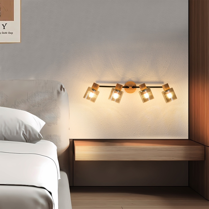 Brilagi - Točkovno svetilo HYGGE 4xE14/15W/230V kaučukovec/dimno