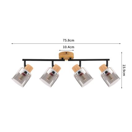Brilagi - Točkovno svetilo HYGGE 4xE14/15W/230V kaučukovec/dimno