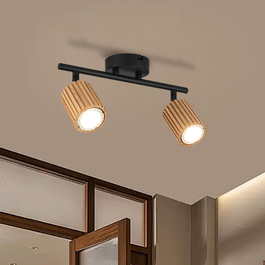Brilagi - Točkovno svetilo MODERN WOOD 2xGU10/8W/230V kavčukov les/črna