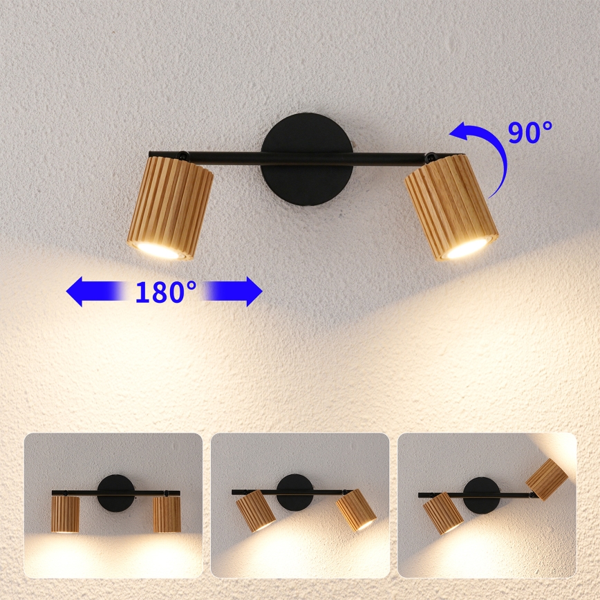 Brilagi - Točkovno svetilo MODERN WOOD 2xGU10/8W/230V kavčukov les/črna