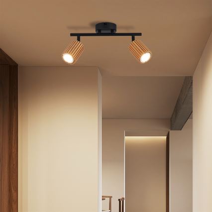 Brilagi - Točkovno svetilo MODERN WOOD 2xGU10/8W/230V kavčukov les/črna