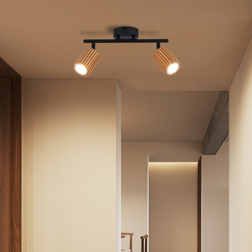 Brilagi - Točkovno svetilo MODERN WOOD 2xGU10/8W/230V kavčukov les/črna
