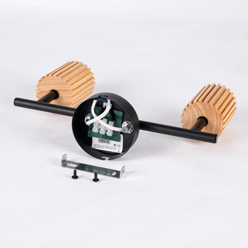 Brilagi - Točkovno svetilo MODERN WOOD 2xGU10/8W/230V kavčukov les/črna