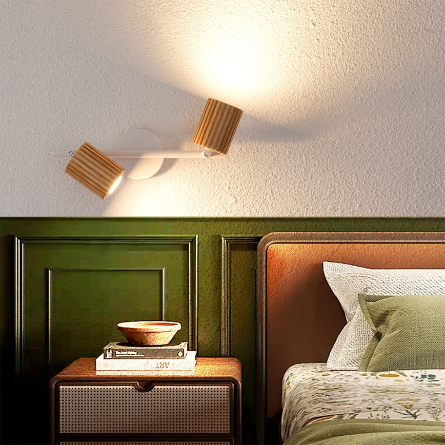 Brilagi - Točkovno svetilo MODERN WOOD 2xGU10/8W/230V kavčukovec/bela