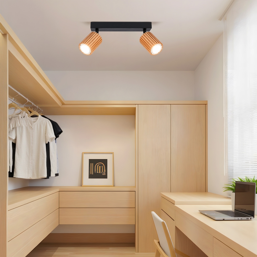 Brilagi - Točkovno svetilo MODERN WOOD 2xGU10/8W/230V kavčukovec/črna