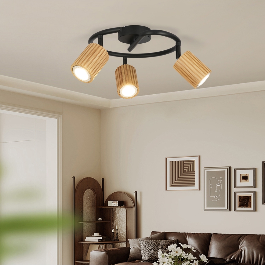 Brilagi - Točkovno svetilo MODERN WOOD 3xGU10/8W/230V les/črna