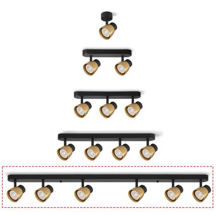 Brilagi - Točkovno svetilo NUGGET 6xGU10/30W/230V črna/zlata