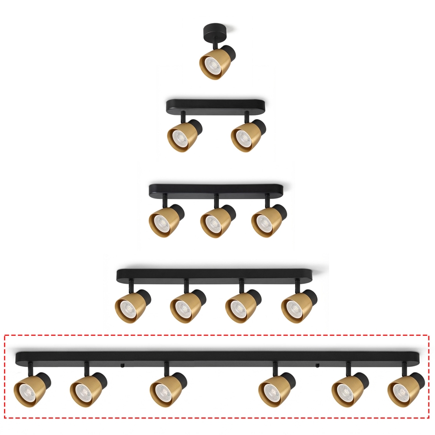 Brilagi - Točkovno svetilo NUGGET 6xGU10/30W/230V črna/zlata