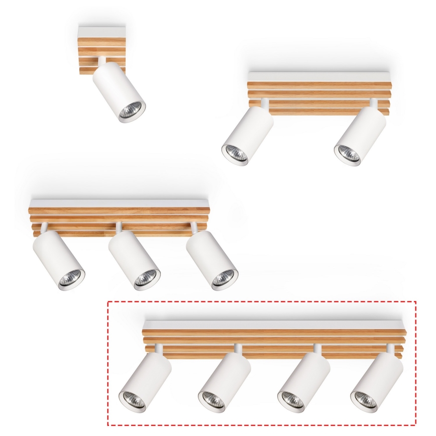 Brilagi - Točkovno svetilo SELE WOOD 4xGU10/30W/230V bela/les