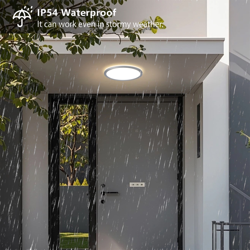 Brilagi - LED kopalniška stropna svetilka ULTRA SLIM LED/18W/230V Ø 30 cm srebrna IP54