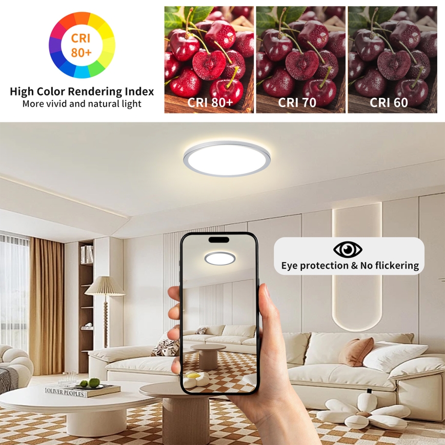 Brilagi - LED kopalniška stropna svetilka ULTRA SLIM LED/18W/230V Ø 30 cm srebrna IP54