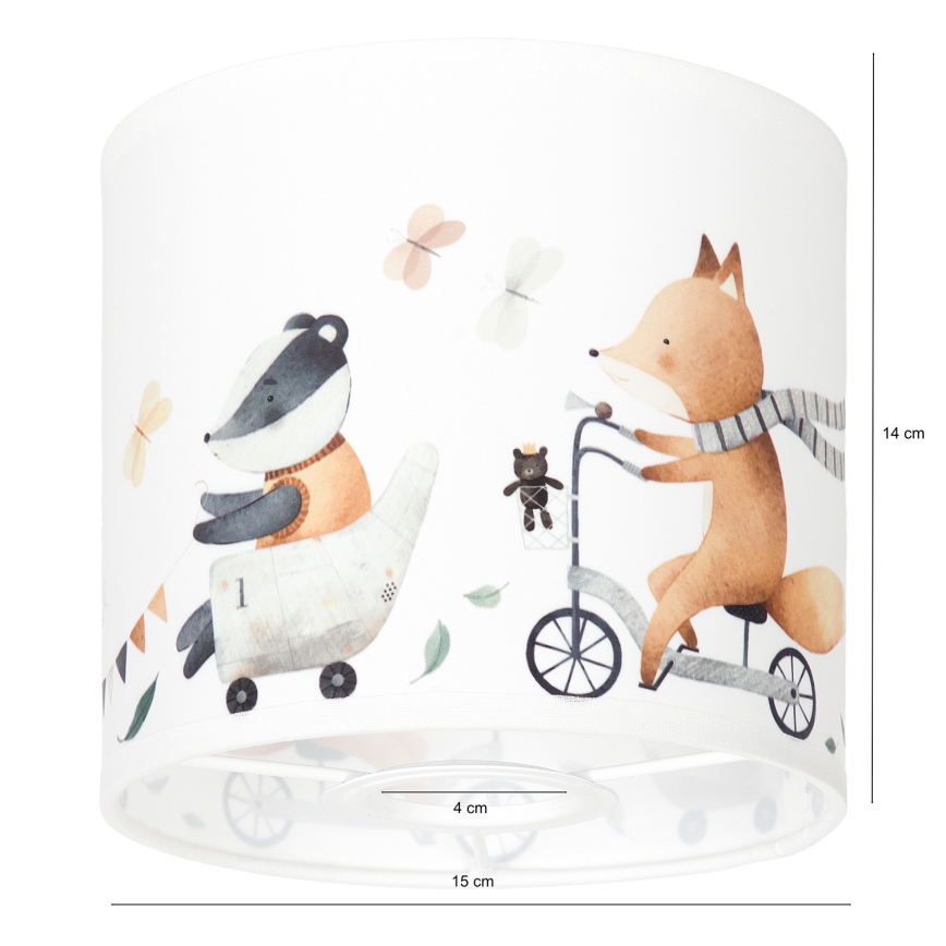 BRILAGI - Univerzalen abažur BOBO E27, premer 15 cm, bel z živalskim motivom